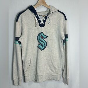 NHL Seattle Kraken Mens Lace Up Hoodie Gray Navy Teal Hockey Sweatshirt‎ Small
